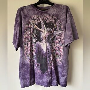 Vintage Y2K The Mountain Fairy T-Shirt L Purple Tie Dye Floral Sheila Wolk